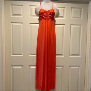 Cynthia Rowley Maxi Dress Ruched Thin Strap NWOT Women’s Size Small Orange